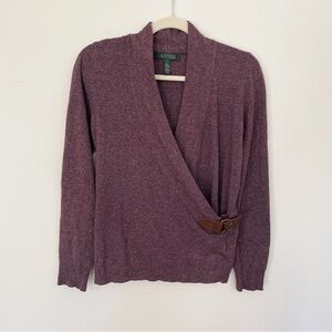 Lauren Ralph Lauren Women’s Lambswool Wrap Sweater Small Buckle Cashmere Angora